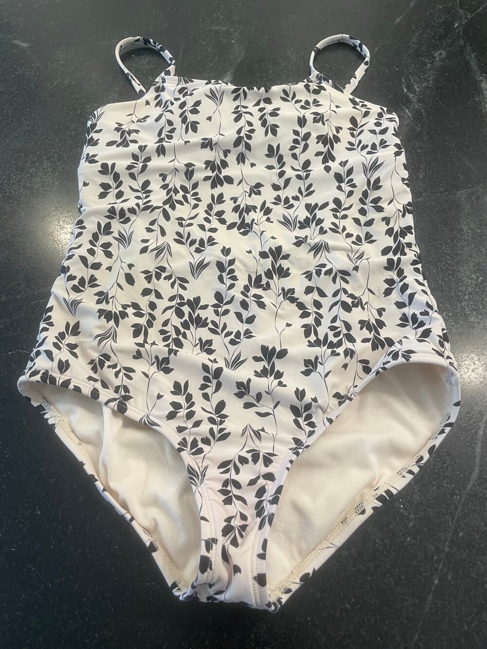GB Girls white and black floral one piece swimsuit 16